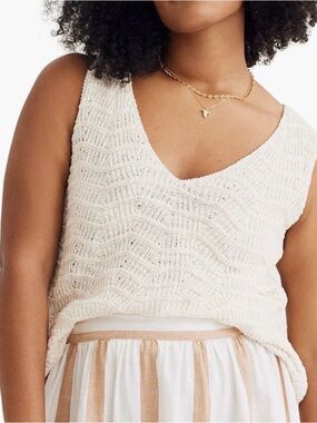 Madewell Ivory Knit V-Neck Tank Top